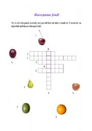 English worksheet: European Fruit