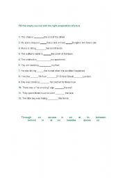 English Worksheet: Prepositions of place