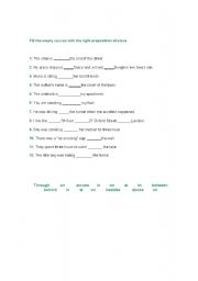 English worksheet: Prepositions of place