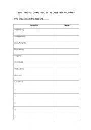 English Worksheet: Find someone who........going to