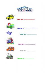 English worksheet: vehicles