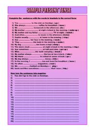 English Worksheet: SIMPLE PRESENT TENSE