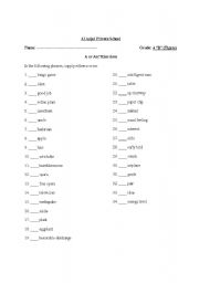 English Worksheet: adectives (a or an)