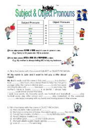 English Worksheet: Suject and Object Pronouns