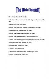English Worksheet: The Fifth Element