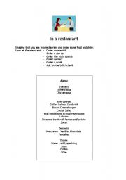 English Worksheet: In a restaurant