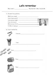 English Worksheet: School objects review