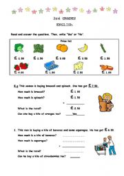 English worksheet: food and how much