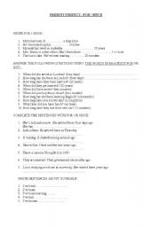 English Worksheet: FOR / SINCE
