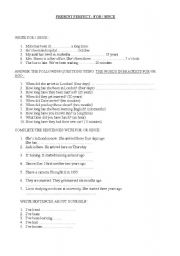 English worksheet: FOR / SINCE