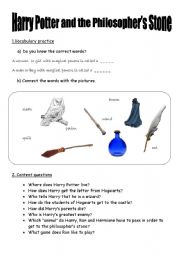 English Worksheet: Harry Potter and the Philosophers Stone