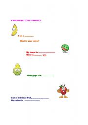 English worksheet: FRUITS