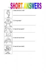 English Worksheet: SHORT ANSWERS