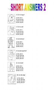 English worksheet: SHORT ANSWERS 2