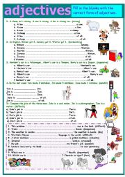 English Worksheet: adjectives