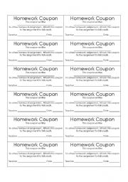 English Worksheet: Homework Coupon