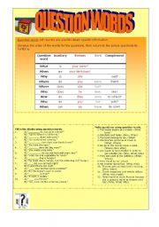 English Worksheet: QUESTION WORDS - WH QUESTIONS