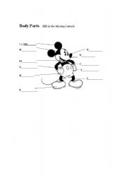 English worksheet: Mickey Body Parts