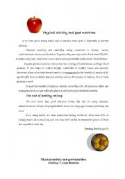 English Worksheet: physical activity and good nutrition