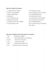 English Worksheet: should