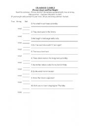 English Worksheet: Grammar Gamble