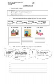 English Worksheet: Simple present/routines