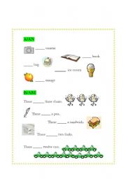 English worksheet: a/an, is/are worksheet