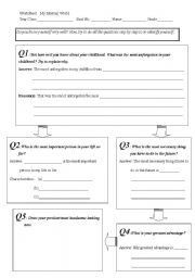 English worksheet: My Internal World