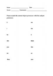 English worksheet: Personal Pronouns