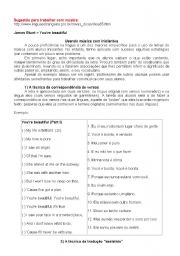 English Worksheet: Sugesto para trabalhar com msica