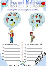 English Worksheet: Likes and Dislikes