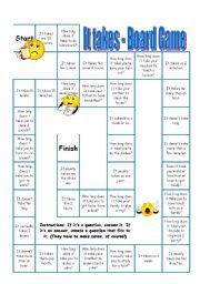 English Worksheet: It takes - Board game