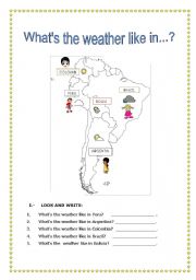 English Worksheet: Whats the weather like in...? - 1