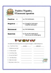 English worksheet: Positive/Negative, Statement/Question