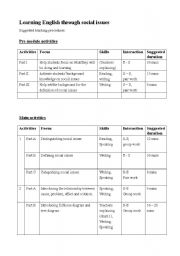 English worksheet: learning English through social issues 1