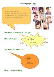 English Worksheet: Describing people - Hair 