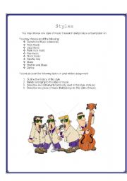 English worksheet: Music styles