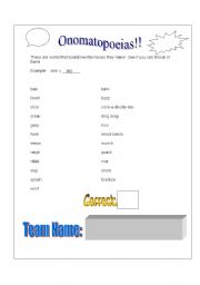 English Worksheet: Onomatopoeias!