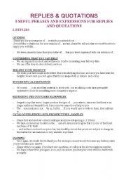 English Worksheet: Writing Guide - Replies and Quotations