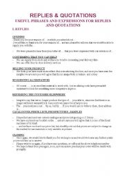 English worksheet: Writing Guide - Replies and Quotations