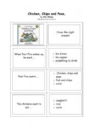 English worksheet: Chicken, Chips and Peas, by Allan Ahlberg