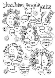 English Worksheet: Numbers Jungle (2/2)