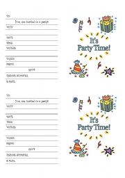 English Worksheet: BLANK PARTY INVITATION - SUGGESTIONS