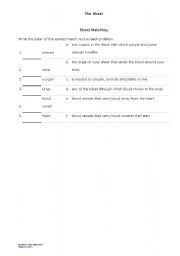 English worksheet: blood matching