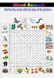 English Worksheet: word search