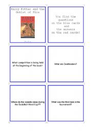English Worksheet: Harry Potter and the Goblet of Fire: Quiz