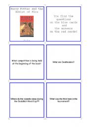 English worksheet: Harry Potter and the Goblet of Fire: Quiz