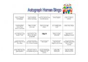 English Worksheet: Autograph Human Bingo