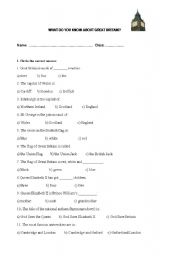 English Worksheet: QUIZ ABOUT GREAT BRITAIN