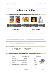 Countable & Uncountable nouns with Few and Little